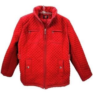Gallery Red Quilted Zipper Preppy Barn Jacket